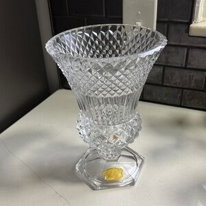 Vintage Val Saint Lambert crystal vase, in the Wagram pattern made in Belgium